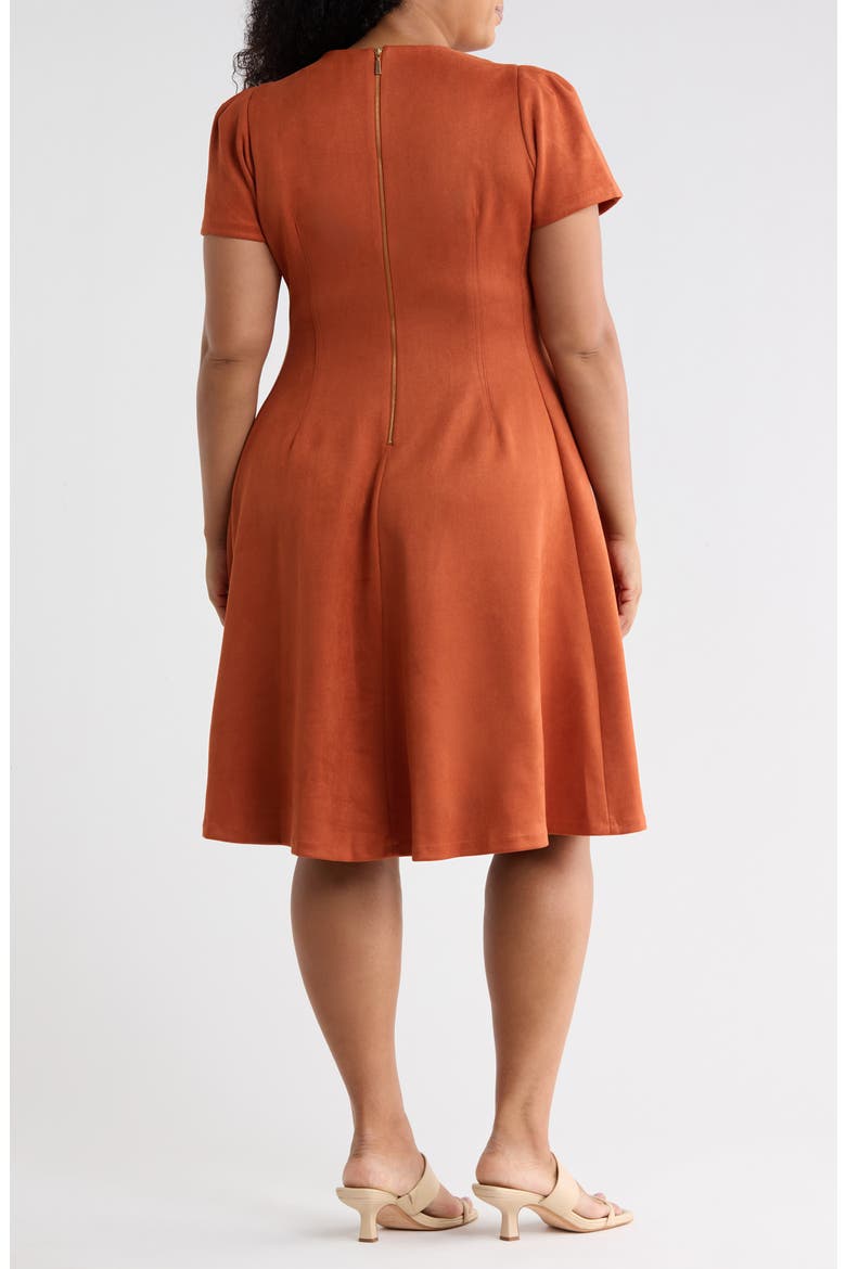 Calvin Klein Faux Suede Fit & Flare Dress (Women)