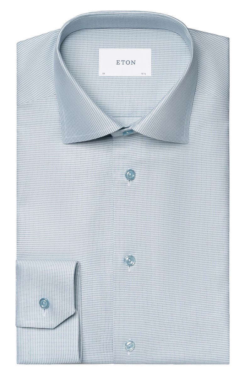 Eton Slim Fit Microprint Cotton Dress Shirt, Alternate, color, Green