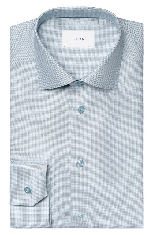 Eton Slim Fit Microprint Cotton Dress Shirt In Green