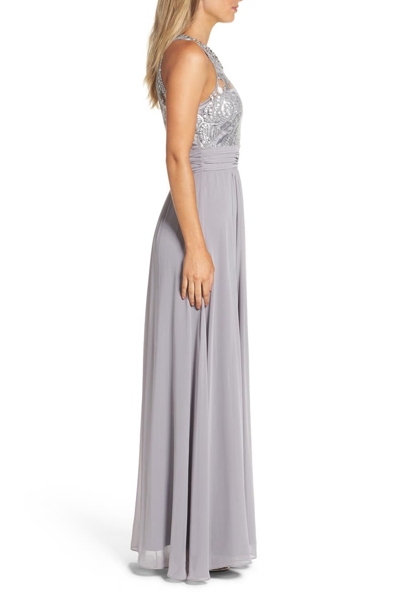 Lace Bodice Gown, Alternate, color, SILVER