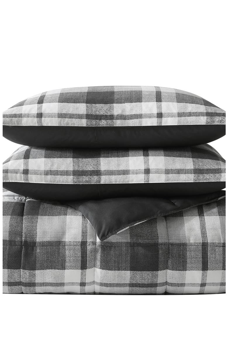 Crossview Plaid Comforter & Sham Set, Main, color, DARK GREY