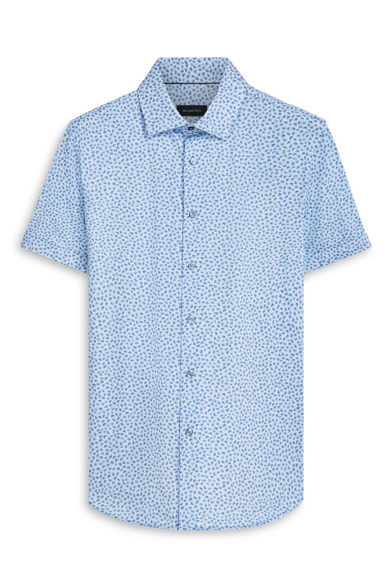 Miles OoohCotton® Print Short Sleeve Button-Up Shirt, Alternate, color, AIR BLUE