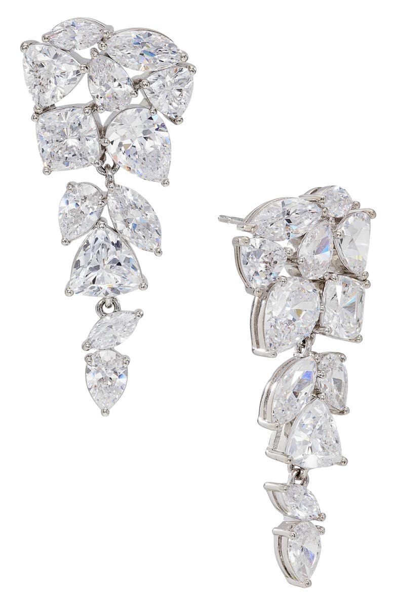 Nadri Deluxe Cluster Cubic Zirconia Drop Earrings, Main, color,
