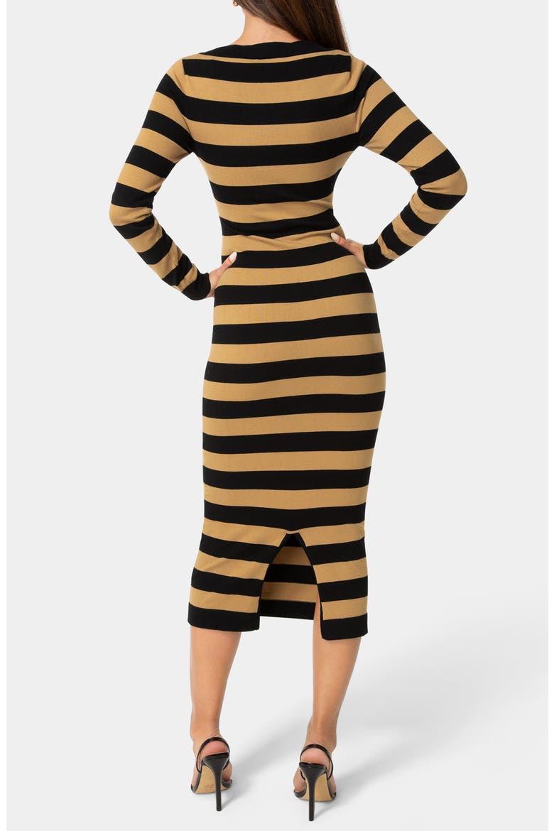 Long Sleeve Midi Sweater Dress, Alternate, color, BLACK/ BROWN