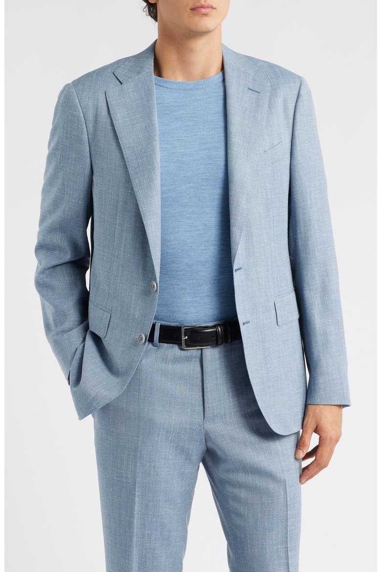 Capri Trim Fit Light Blue Wool Blend Mélange Suit, Alternate, color, LIGHT BLUE