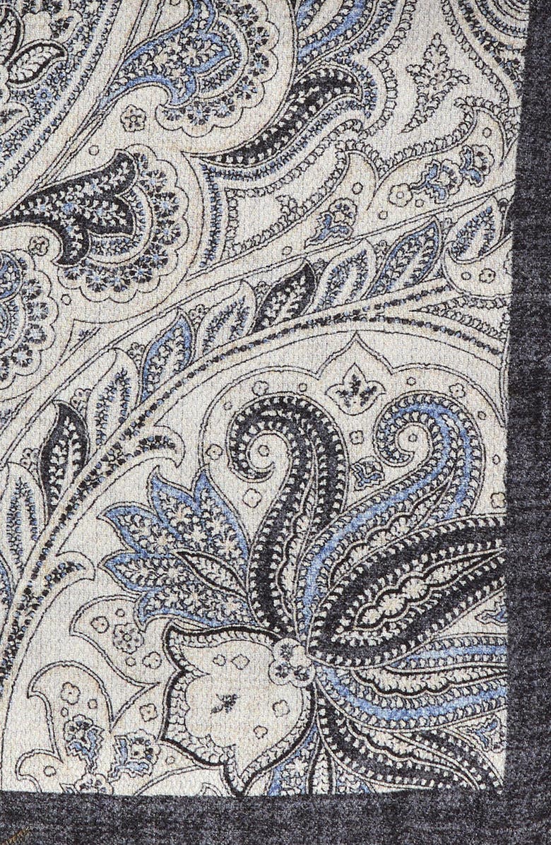 Nordstrom Paisley Silk Pocket Square, Alternate, color, Black