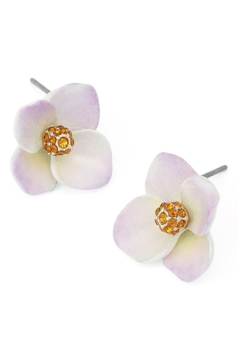 Flower Stud Earrings, Alternate, color, WHITE