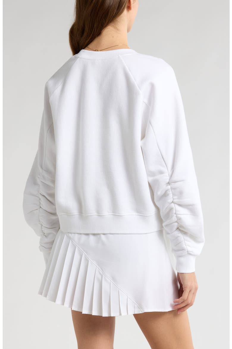 Cloud Fleece Ruched Sleeve Sweatershirt, Alternate, color, WHITE