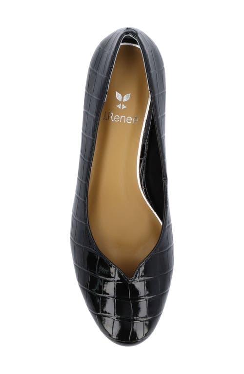 J. Reneé Bambalina Croc Embossed Block Heel Pump In Black