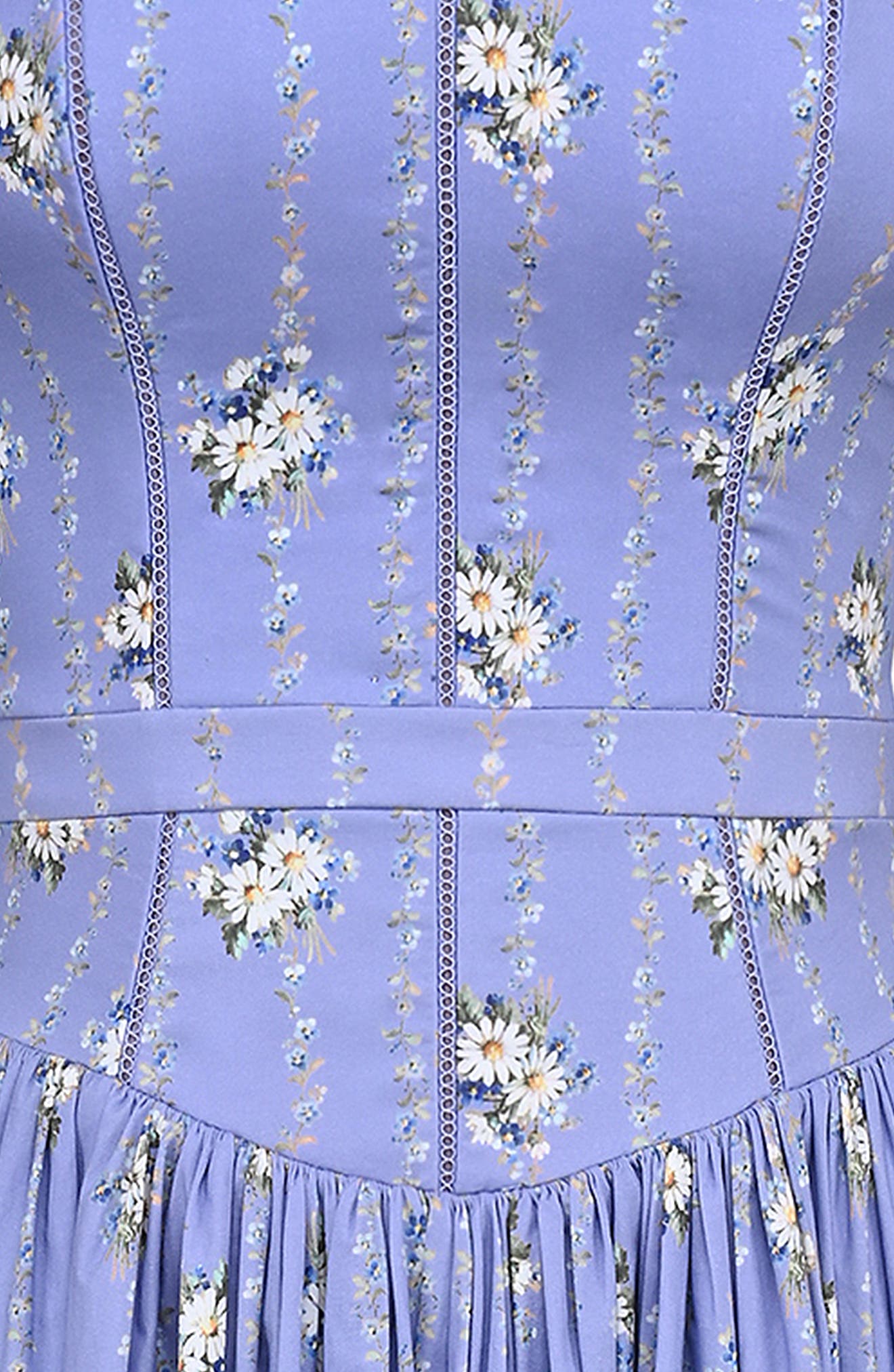 house of cb ysabella dress blue 'Ysabella' Off White Vintage Ribbon Print Cotton Midi Sundress