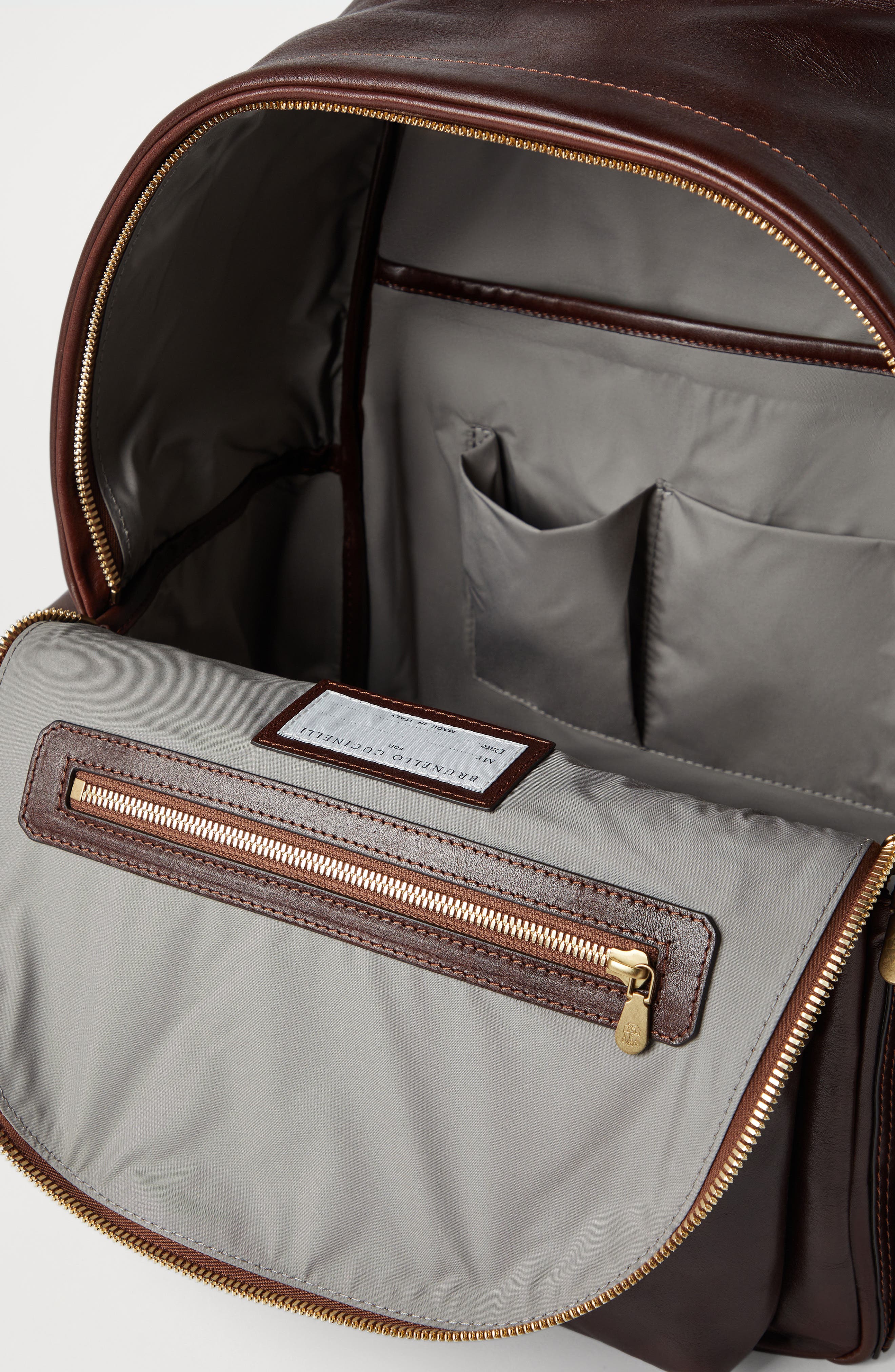 Brunello Cucinelli Calfskin backpack, Alternate, color, Burgundy