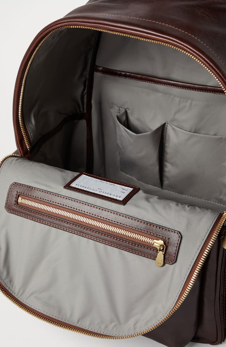 Brunello Cucinelli Calfskin backpack, Alternate, color, Burgundy