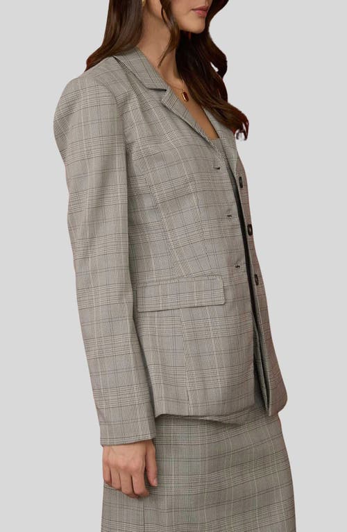 Blu Pepper Plaid Blazer In Gray