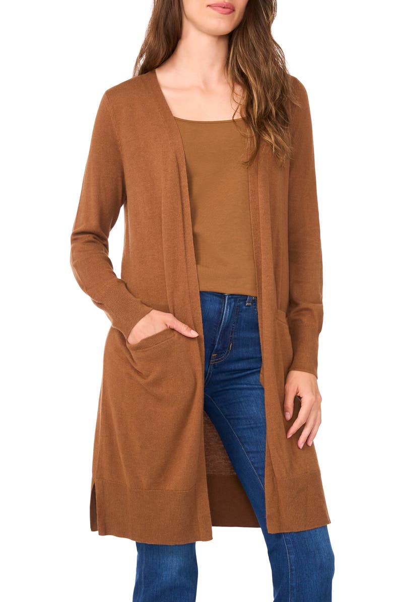 Halogen<sup>®</sup> Open Front Longline Cardigan, Main, color, Rich Cognac