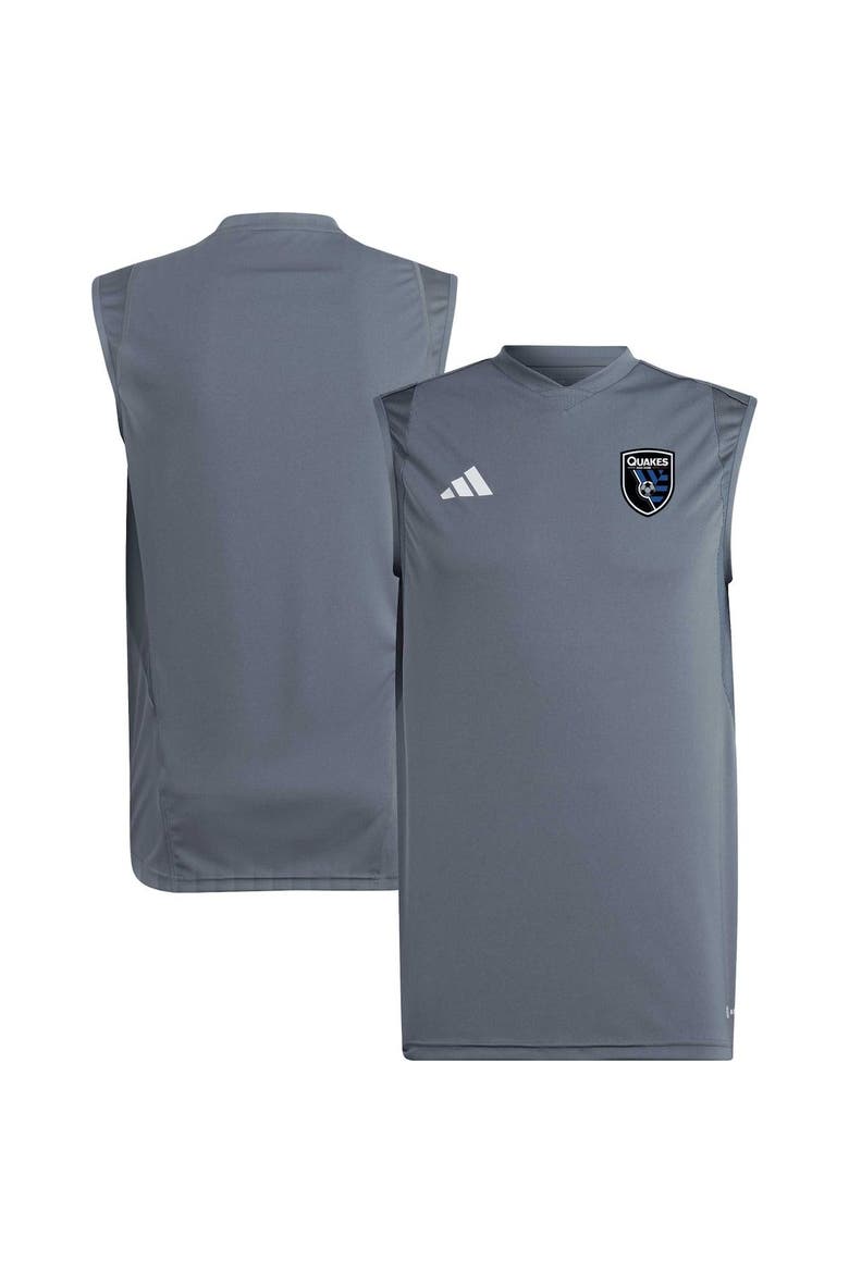 Men's adidas Gray San Jose Earthquakes 2023 On-Field Sleeveless Training Jersey, Alternate, color, Gray