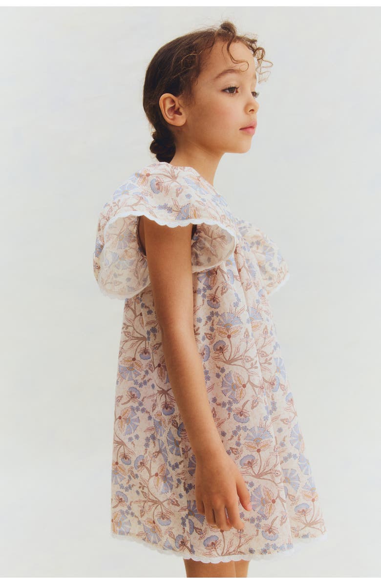 H&M A-line Cotton Dress, Alternate, color, Light Beige/Floral