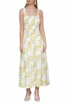 Avec Les Filles Smocked Sleeveless Fit & Flare Maxi Dress