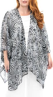 Nina Leonard Semi Sheer Open Front Topper
