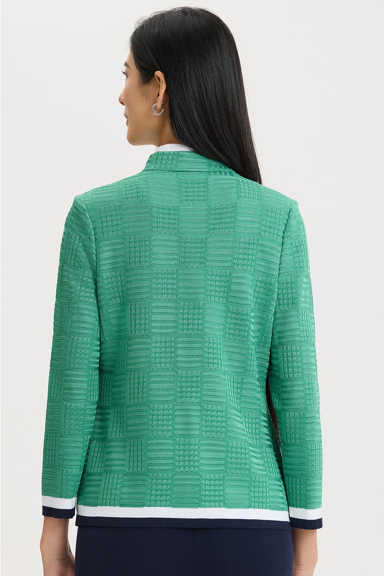 Heritage Contrast Trim Knit Jacket, Alternate, color, Kelly Green/Indigo/Ivory