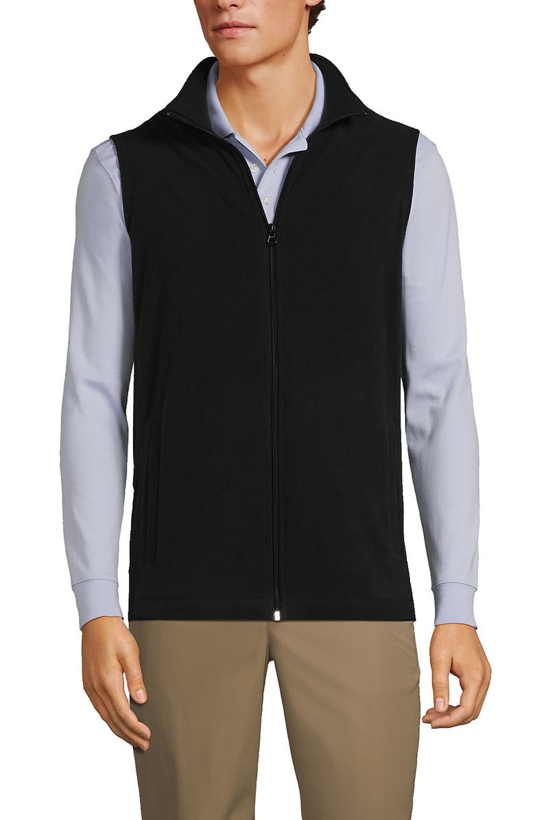 Lands' End Lightweight Fleece Vest, Main, color, Black
