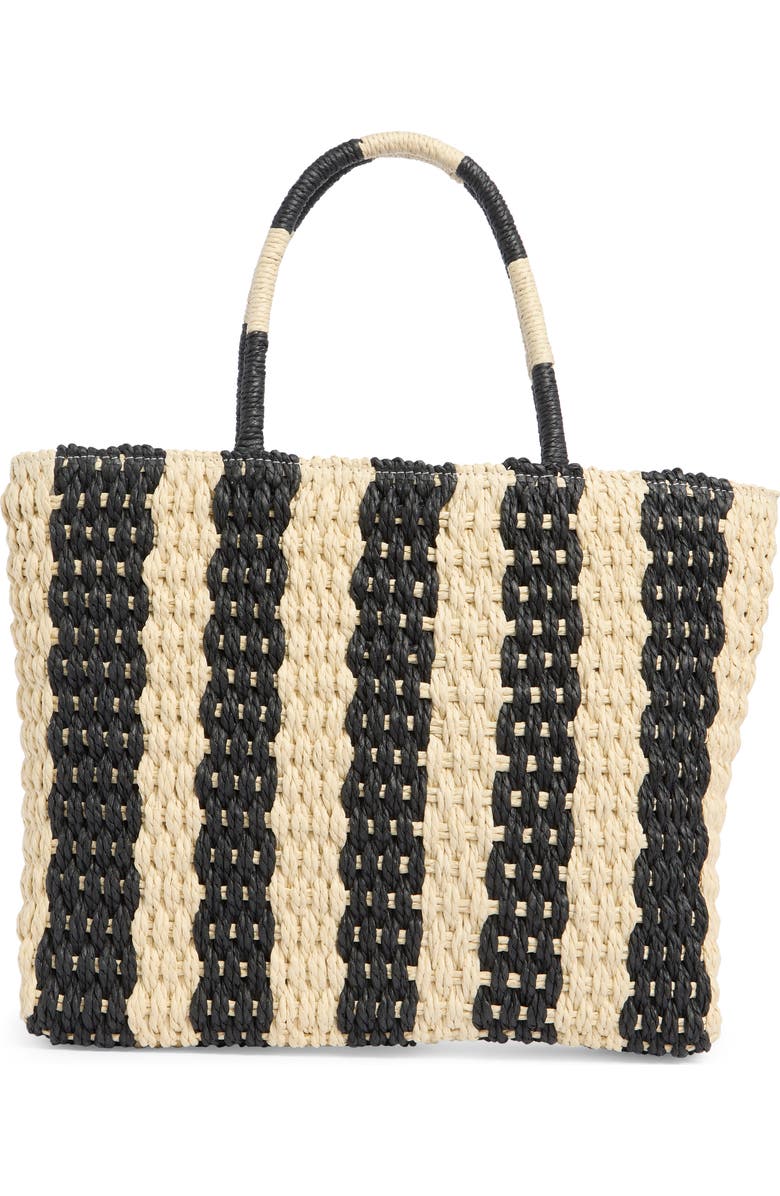 ALESSIA BIANCHI East/West Straw Tote Bag, Main, color, Natural/ Black