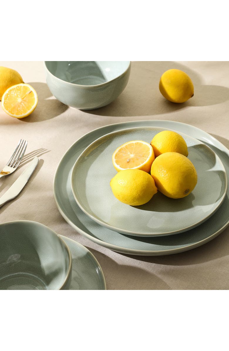 Stone Lain Mirella Stoneware 4-Piece Dinner Plate Set, Alternate, color, Light Green
