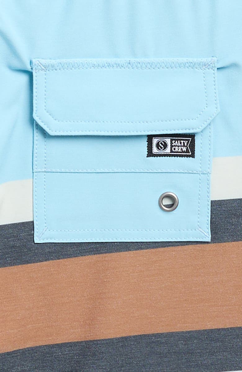 Salty Crew Kids' Crew Stripe Volley Swim Trunks, Alternate, color, Clear Sky