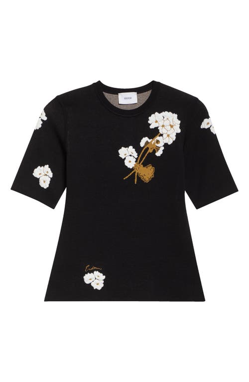 Shop Erdem Floral Jacquard Knit Top In Elena Garden Black