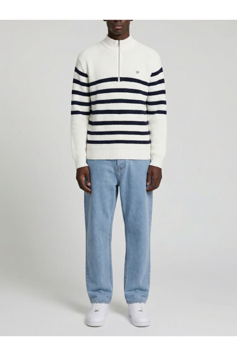 Huxley Striped Quarter Zip Sweater, Alternate, color, Off-white