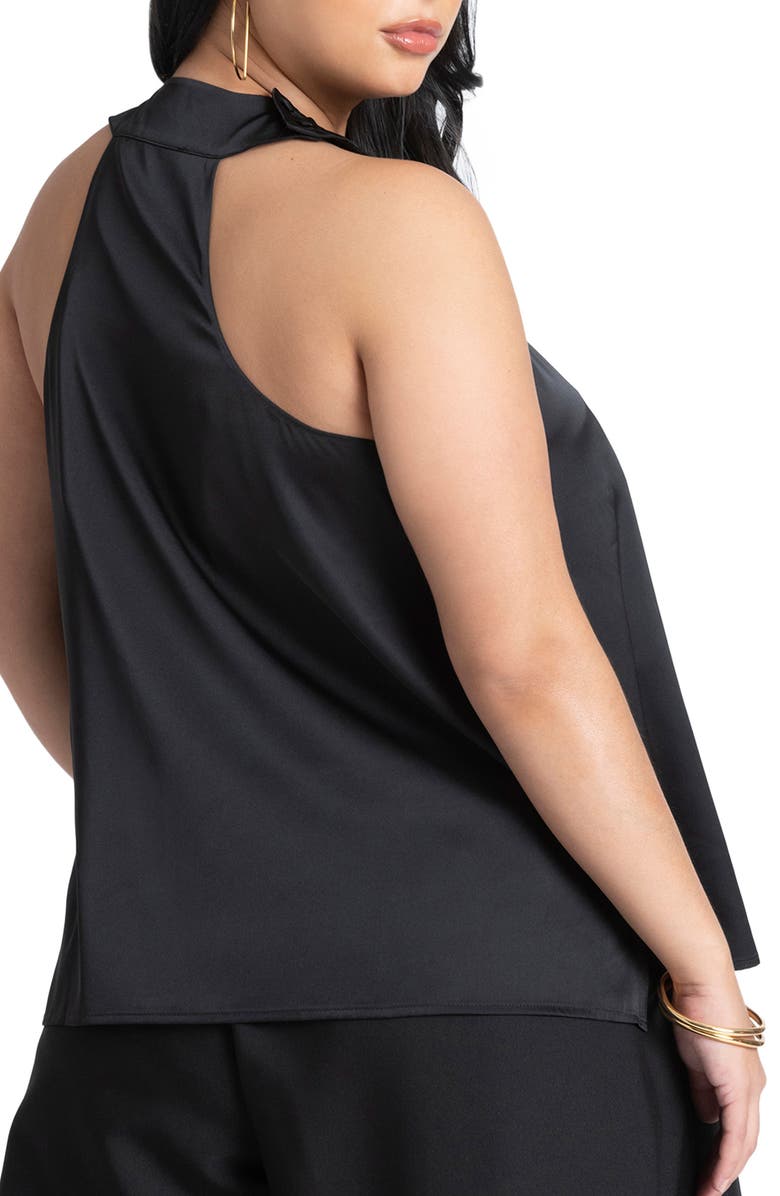 ELOQUII Twist Neck Satin Top, Alternate, color, 