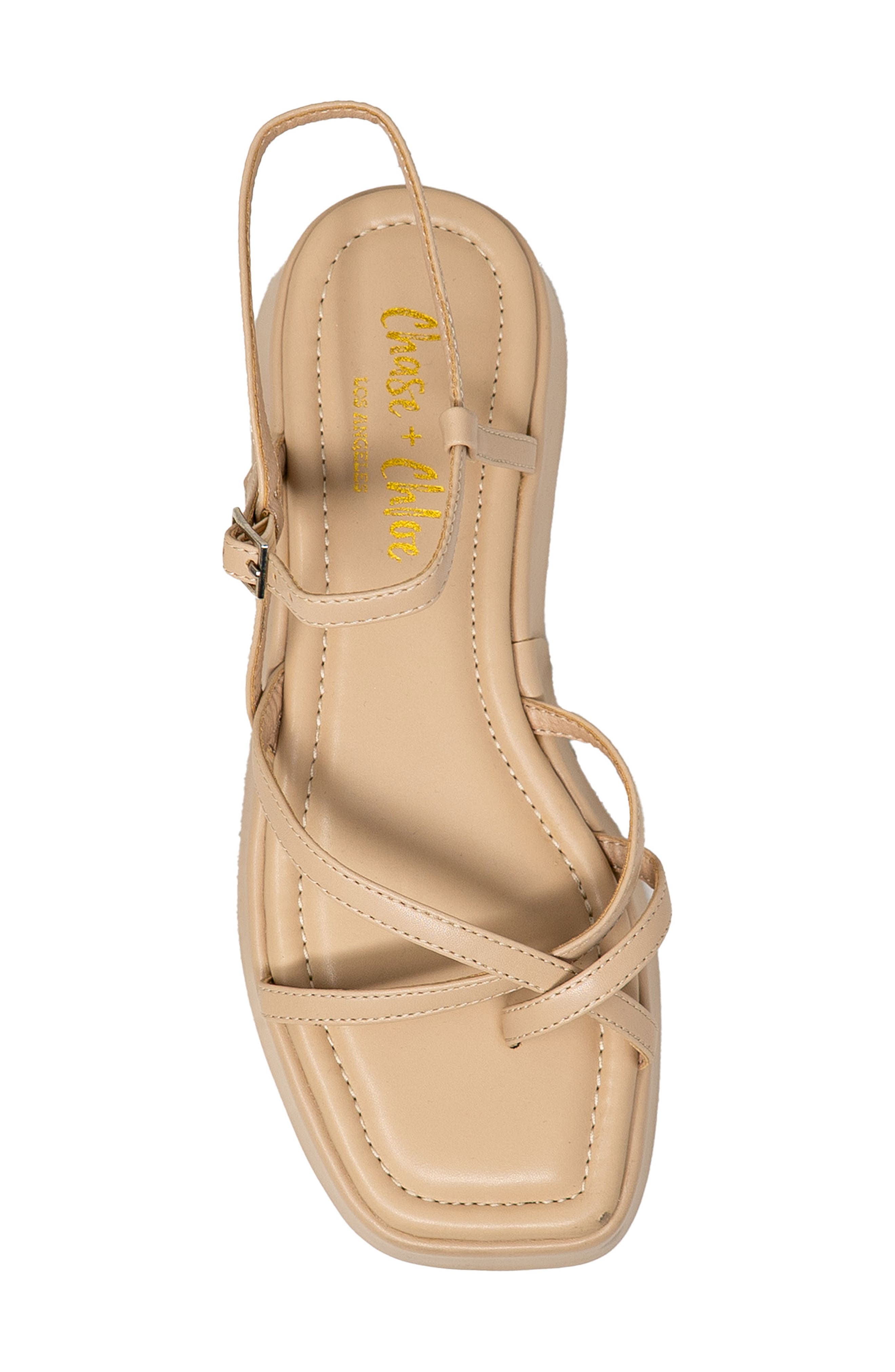CHASE AND CHLOE Olsen Strappy Flatform Sandal, Alternate, color, Beige