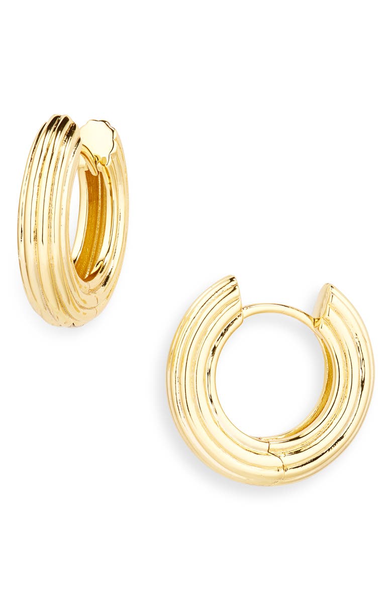 Luv AJ Almalfi Mini Ridge Huggie Hoop Earrings, Main, color, Gold
