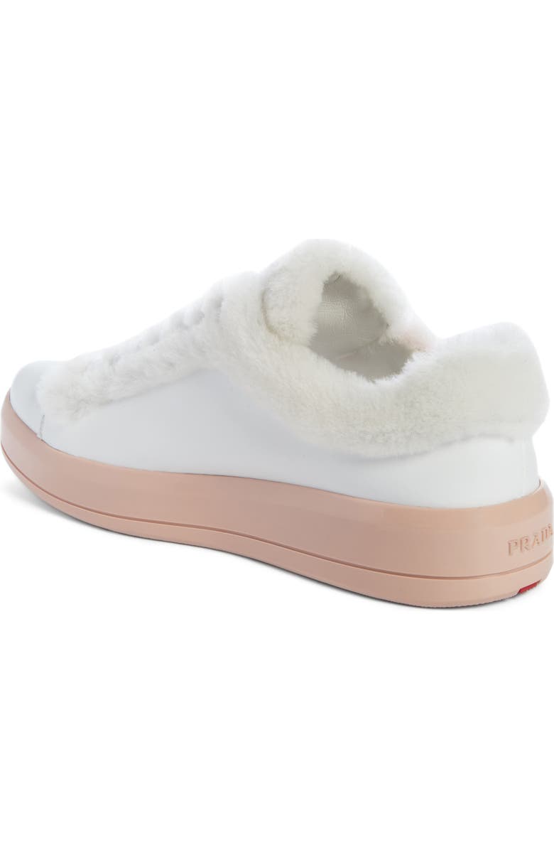 Prada Genuine Shearling Trim Platform Sneaker, Alternate, color,