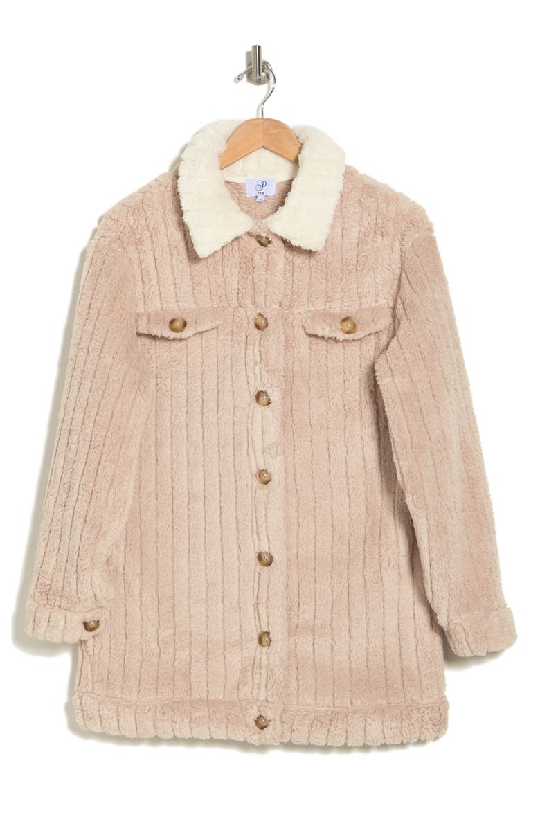 PLM Faux Fur Fleece Shirt Jacket, Main, color, 