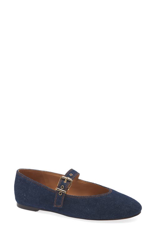 Shop Madewell The Remy Denim Mary Jane Flat In Dark Denim Multi