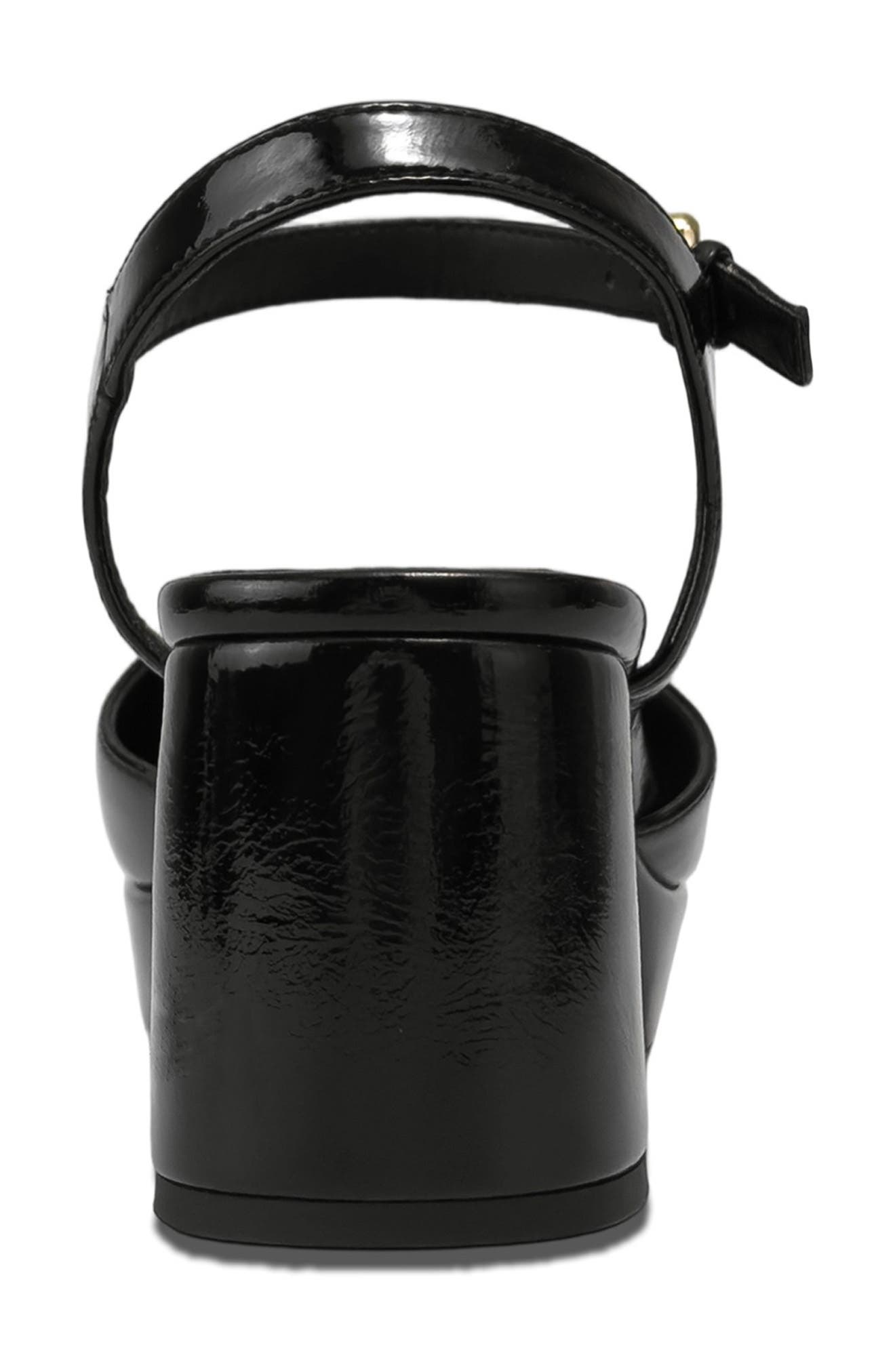 Aerosoles Senna Ankle Strap Platform Pump, Alternate, color, Black Fx Crinkle Patent