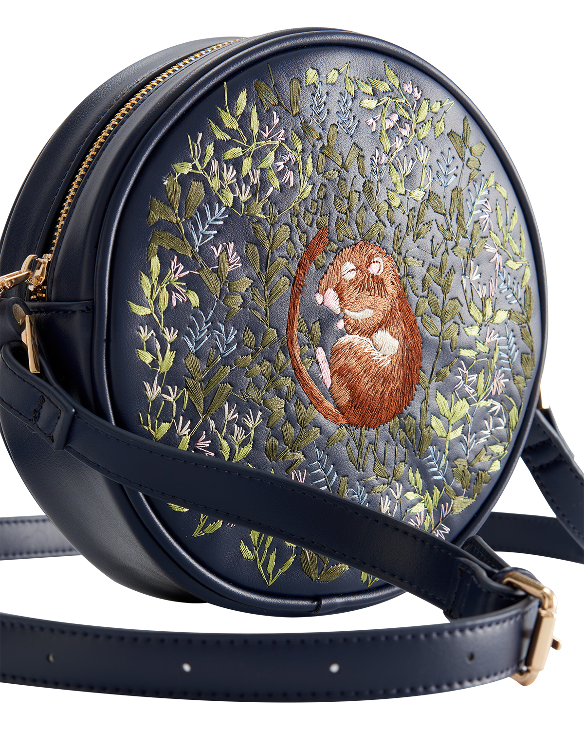 Fable England Chloe Circle Bag Embroidered Dormouse Navy, Alternate, color, Navy