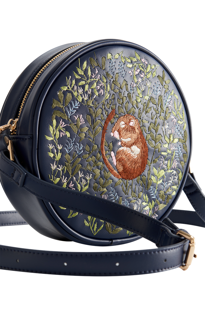Fable England Chloe Circle Bag Embroidered Dormouse Navy, Alternate, color, Navy