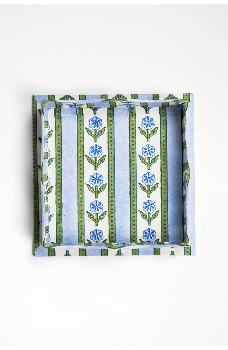 Inner Child Nesting Scalloped Blockprint Trays - Set of 2, Alternate, color, Blue