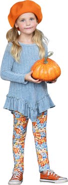 Mia Belle Girls Pumpkin Patch Ruffle Tunic and Legging Set