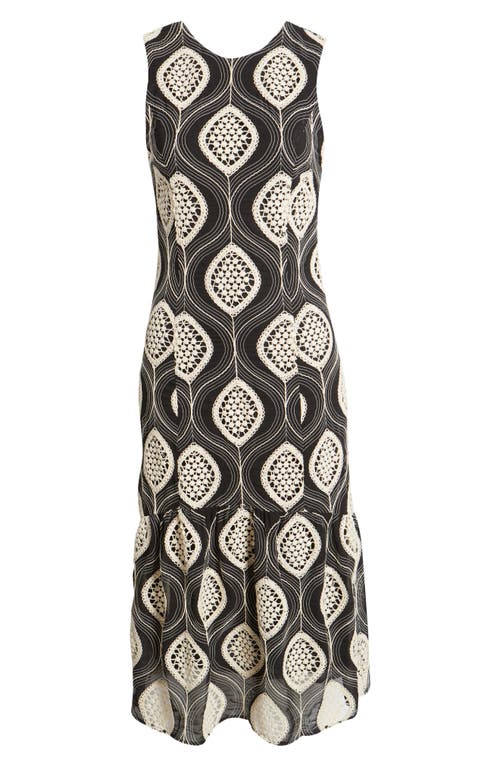 Adelyn Rae Austrid Embroidered Sleeveless Dress In Black
