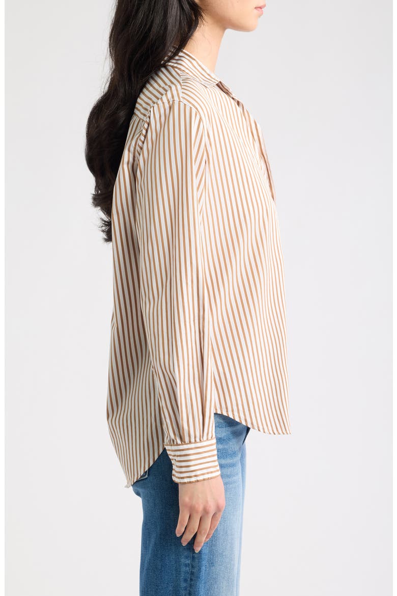 Eileen Stripe Relaxed Fit Button-Up Shirt, Alternate, color, TAN WHITE STRIPE