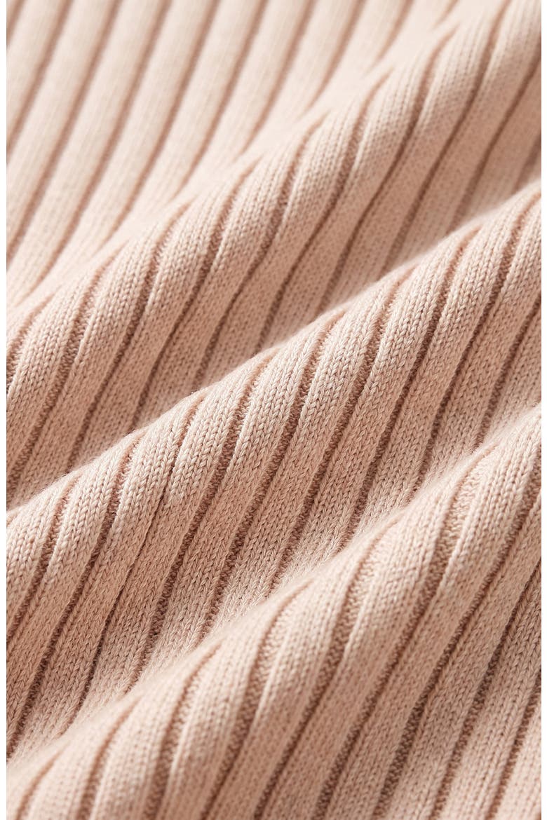 Ribbed Knit Belted Waist Pleated Midi Dress, Alternate, color, Beige