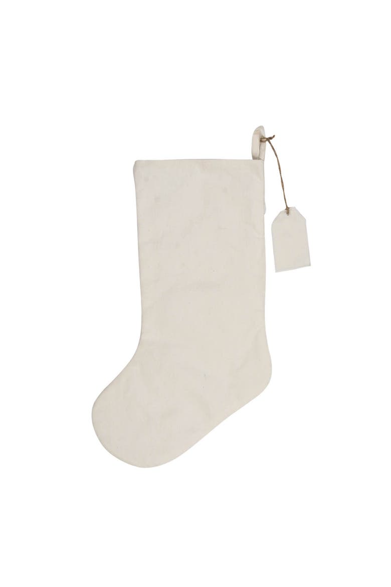 Bronze Berry Beads on Woven Branches Tagged Christmas Stocking, Alternate, color, White