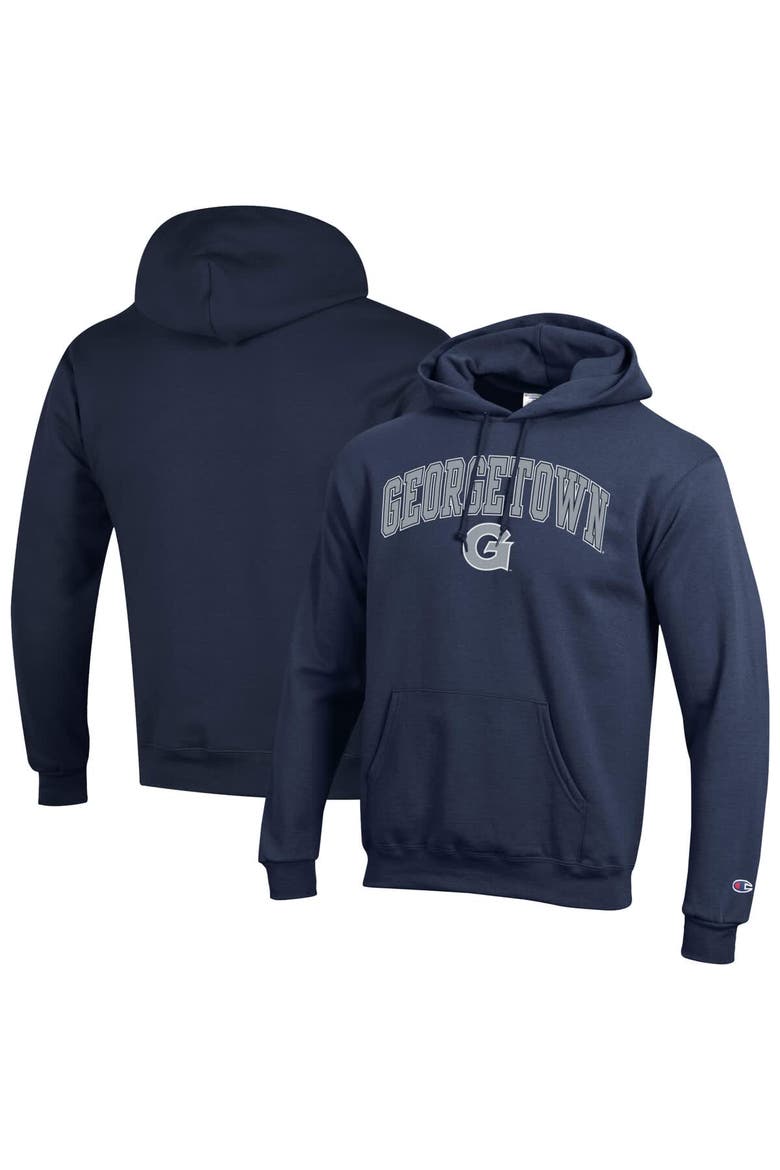 Men's Champion  Navy Georgetown Hoyas Arched Logo Fleece Pullover Hoodie, Main, color, Navy
