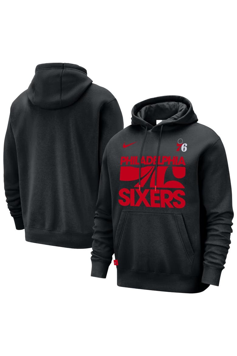 Men's Nike Black Philadelphia 76ers Courtside Club Pullover Hoodie, Main, color, Black