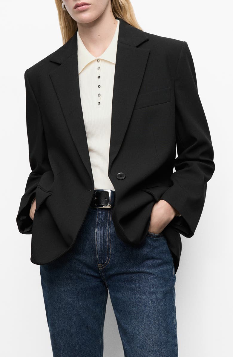 MANGO Flap Pocket Blazer, Main, color, Black