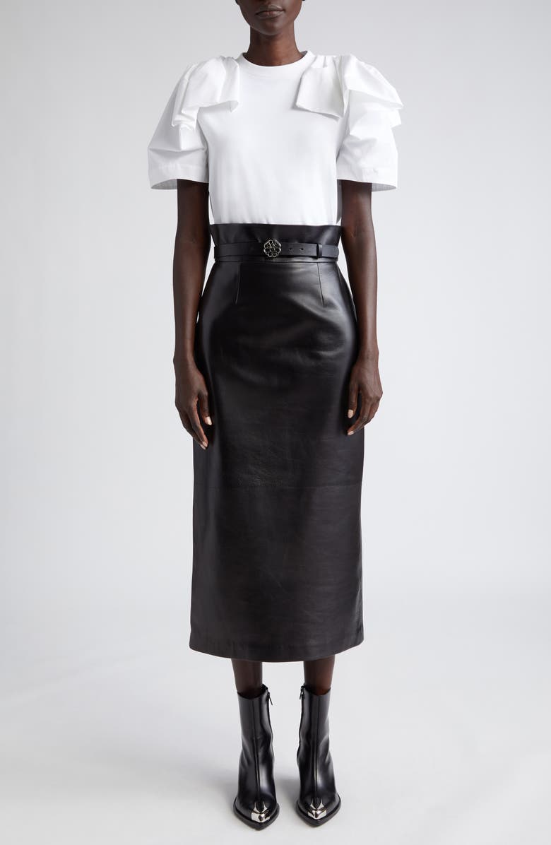 McQueen Ruffle Shoulder Cotton T-Shirt, Alternate, color, 