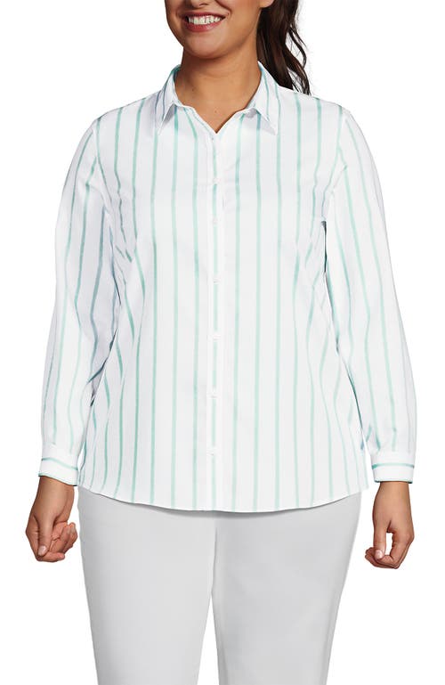 LANDS' END LANDS' END PLUS SIZE NO IRON BUTTON FRONT SHIRT