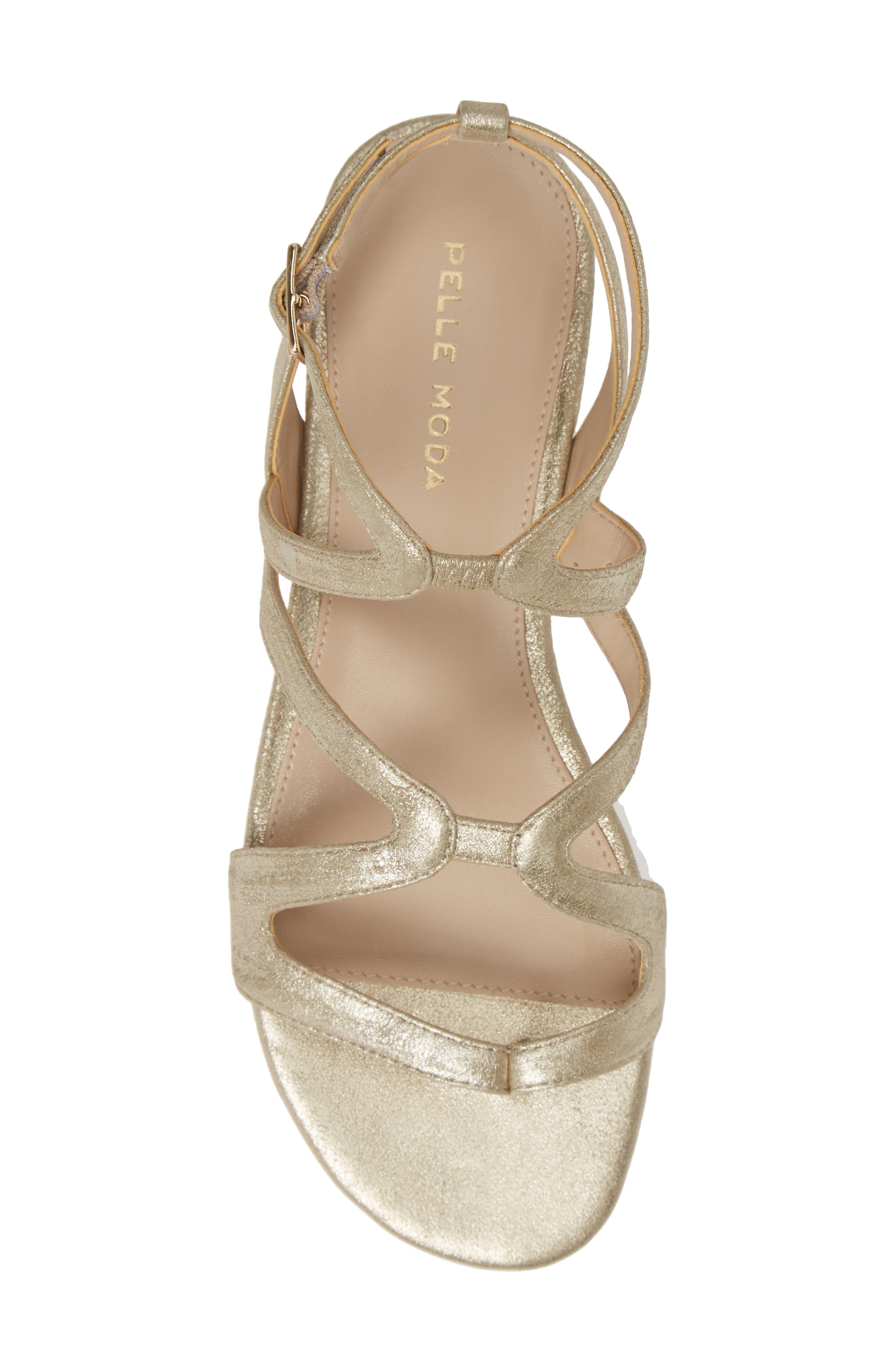 Baron Strappy Sandal, Alternate, color, PLATINUM GOLD SUEDE